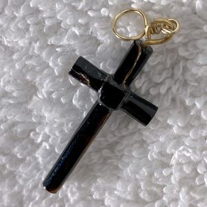 Vintage Black Coral Cross Pendant
